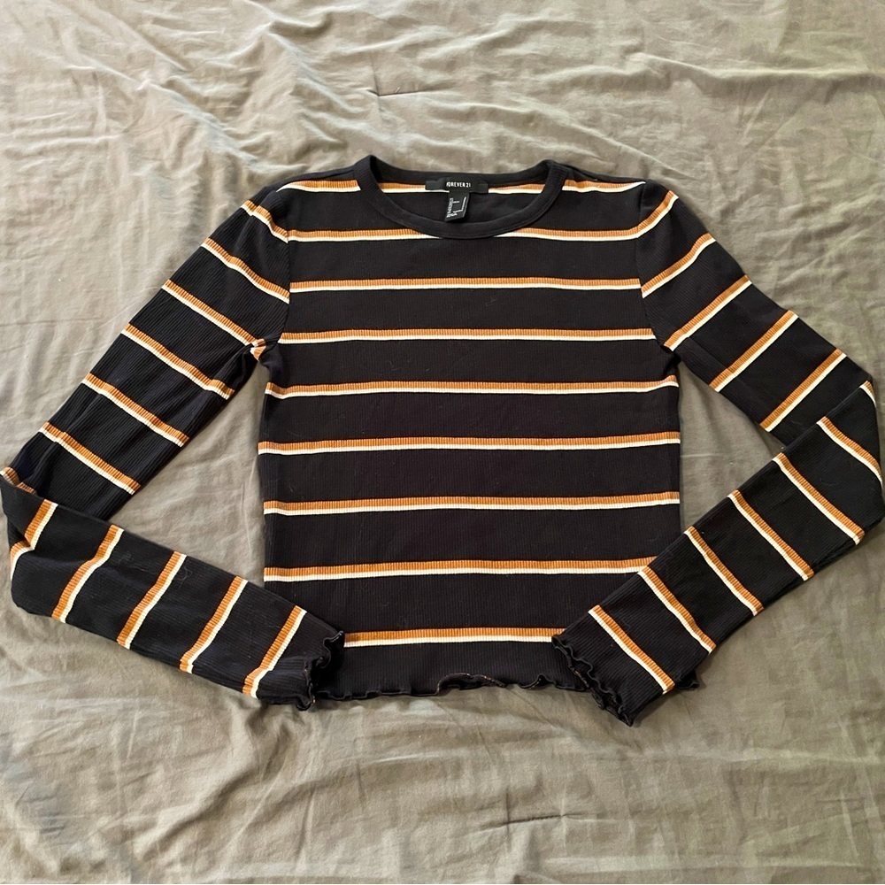 Forever21 striped long sleeved croptop